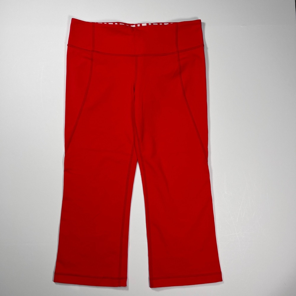 lululemon Groove Crop Flare‎ Legging Womens 8 Red Split Hem Yoga Pants